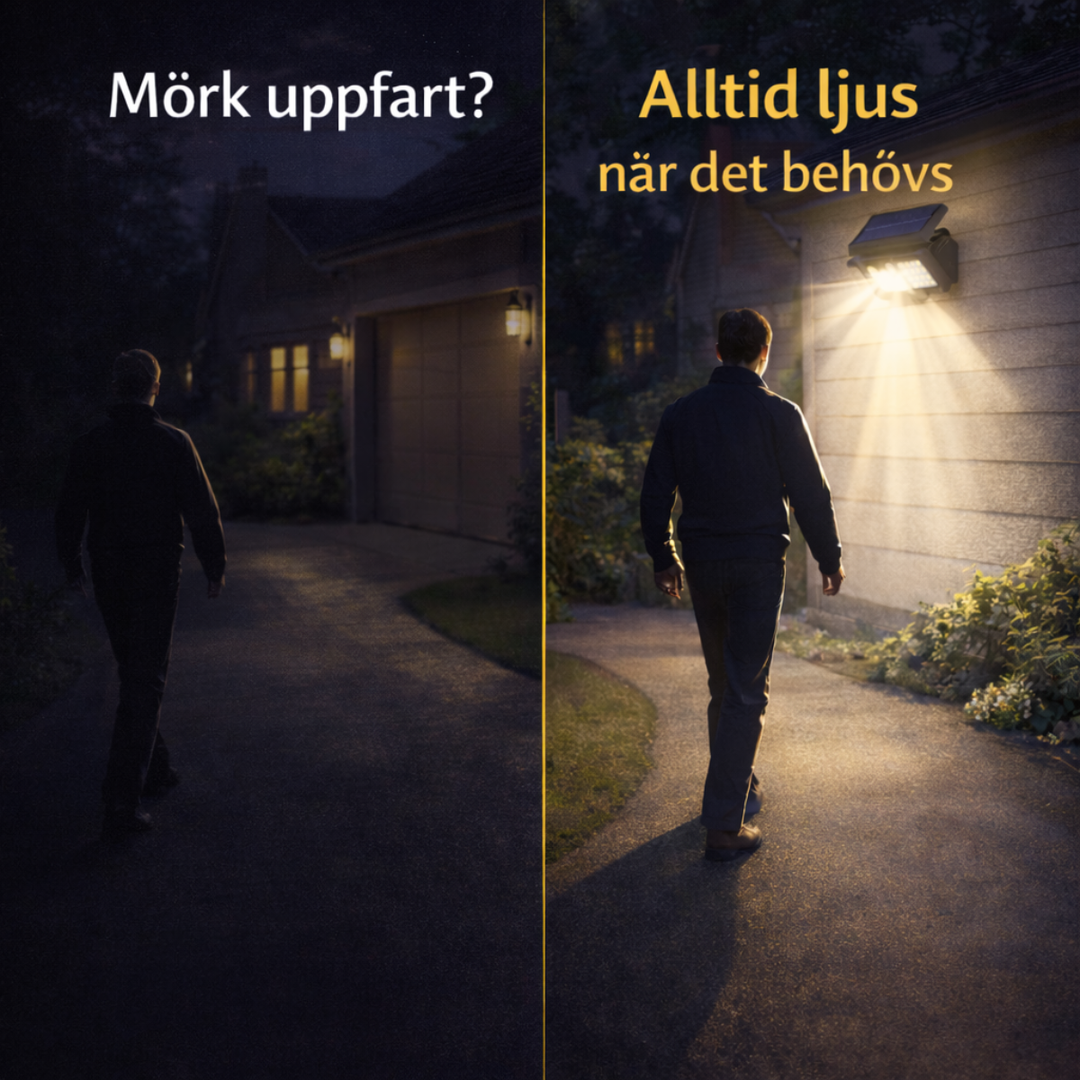 LjusVakt™ – Solcellsdriven Säkerhetslampa med Rörelsesensor