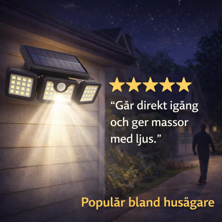 LjusVakt™ – Solcellsdriven Säkerhetslampa med Rörelsesensor