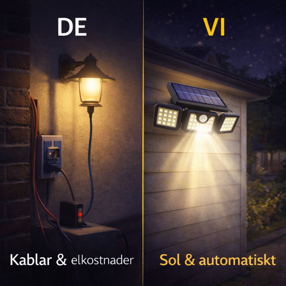 LjusVakt™ – Solcellsdriven Säkerhetslampa med Rörelsesensor